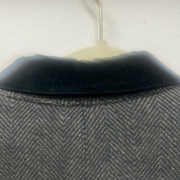 Polo Ralph Lauren Double-Breasted Wool Herringbone Overcoat Black Velvet Collar - Picture 11 of 12